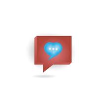 3d love message chat bubbles. on a white background. Social media message concept. 3d rendering illustration vector