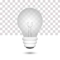 Ideas de bombillas de energía 3d. bombilla transparente. Fondo blanco. símbolo de energía e idea. ilustración vectorial vector