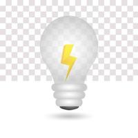 3d energy light bulb ideas. Transparent light bulb. white background. Energy and idea symbol. vector illustration
