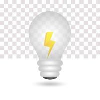 3d energy light bulb ideas. Transparent light bulb. white background. Energy and idea symbol. vector illustration