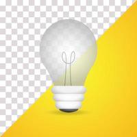 3d energy light bulb ideas. Transparent light bulb. yellow background. Energy and idea symbol. vector illustration