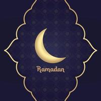 fondo de plantilla ramadan kareem con diseño de luna. sencillo y elegante. textura de fondo azul oscuro. para tarjetas de felicitación, carteles, promociones, redes sociales y diseño gráfico. vector