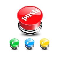 A set of realistic glossy color buttons, with a chrome rim vector