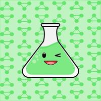 lindo personaje de dibujos animados de botella de laboratorio vector