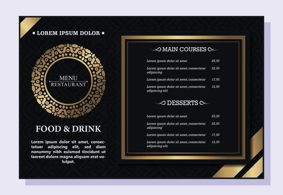 luxury dark and gold restaurant menu flyer