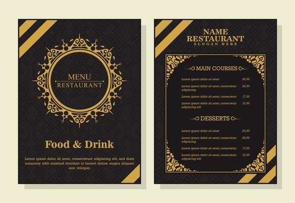 restaurant menu with elegant ornamental style