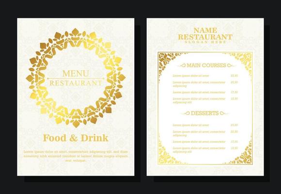 Luxury restaurant menu with elegant ornamental style