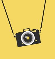 vintage hanging camera on a strap in a flat style vector