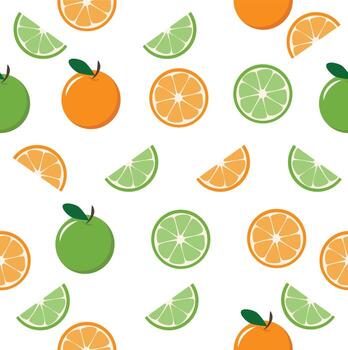 oranges and lemon  fruit  Seamless pattern vector
