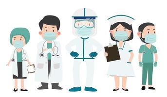 Doctors and nurse Medical cartoon set vector