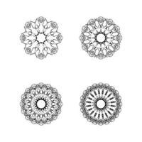 Set of 4 mandala ornaments. Isolated on white background. Vector. vector