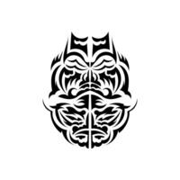 Tiki mask design. Traditional decor pattern from Polynesia and Hawaii. Isolated on white background. Ready tattoo template. Vector. vector