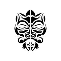 Maori mask. Traditional decor pattern from Polynesia and Hawaii. Isolated on white background. Tattoo sketch. Vector illustration.