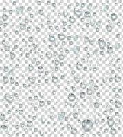 set of realistic isolated water droplets on the transparent background. vector