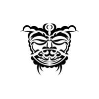 Samurai mask. Traditional totem symbol. Black tattoo in samoan style. Isolated on white background. Hand drawn vector illustration.