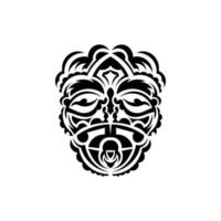 Tribal mask. Traditional totem symbol. Black tattoo in Maori style. Black and white color, flat style. Vector illustration.
