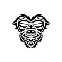 máscara de samurái. símbolo de tótem tradicional. tatuaje negro al estilo maorí. aislado sobre fondo blanco. ilustración vectorial dibujada a mano. vector