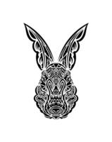 Head of a hare in tattoo style. Isolated symbol of 2023. Handmade. vector