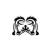 máscara tiki en blanco y negro. máscaras aterradoras en el adorno local de polinesia. aislado sobre fondo blanco. plantilla de tatuaje lista. vector. vector