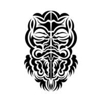 Tiki mask design. Frightening masks in the local ornament of Polynesia. Isolated. Flat style. Vector illustration.