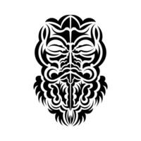 Tiki mask design. Frightening masks in the local ornament of Polynesia. Isolated. Flat style. Vector illustration.