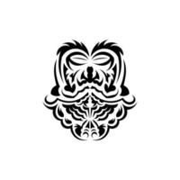 Maori mask. Native Polynesians and Hawaiians tiki illustration in black and white. Isolated on white background. Tattoo sketch. Vector. vector