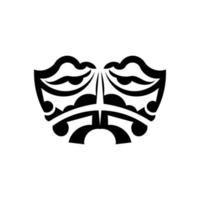 Tribal mask. Traditional totem symbol. Black tribal tattoo. Isolated. Hand drawn vector illustration.