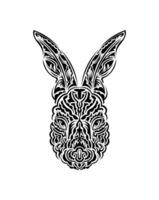 Head of a hare in tattoo style. Isolated symbol of 2023. Handmade. vector