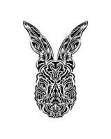 Head of a hare in tattoo style. Isolated symbol of 2023. Handmade. vector