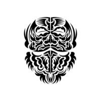 Tiki mask design. Traditional decor pattern from Polynesia and Hawaii. Isolated. Tattoo sketch. Vector illustration.