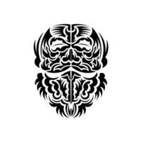 Tiki mask design. Traditional decor pattern from Polynesia and Hawaii. Isolated. Tattoo sketch. Vector illustration.