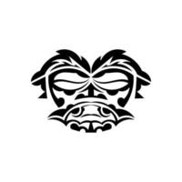 Tribal mask. Traditional totem symbol. Black tattoo in samoan style. Isolated. Vector illustration.