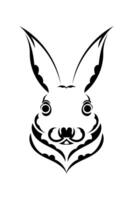 Head of a hare in tattoo style. Isolated symbol of 2023. Handmade. vector