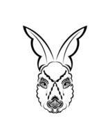 Head of a hare in tattoo style. Isolated symbol of 2023. Handmade. vector