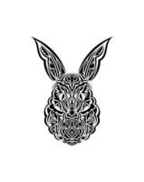 Head of a hare in tattoo style. Isolated symbol of 2023. Handmade. vector