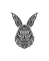 Head of a hare in tattoo style. Isolated symbol of 2023. Handmade. vector