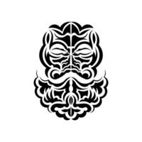 Tiki mask design. Traditional decor pattern from Polynesia and Hawaii. Isolated. Ready tattoo template. Vector illustration.