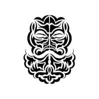 Tiki mask design. Traditional decor pattern from Polynesia and Hawaii. Isolated. Ready tattoo template. Vector illustration.