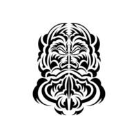 Maori mask. Traditional decor pattern from Polynesia and Hawaii. Isolated. Tattoo sketch. Vector illustration.