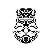 Black and white Tiki mask. Traditional decor pattern from Polynesia and Hawaii. Isolated. Tattoo sketch. Vector. vector