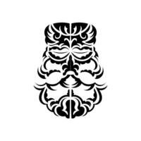 máscara tiki en blanco y negro. patrón de decoración tradicional de polinesia y hawaii. aislado. boceto de tatuaje vector. vector