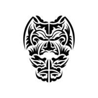Black and white Tiki mask. Native Polynesians and Hawaiians tiki illustration in black and white. Isolated. Ready tattoo template. Vector. vector
