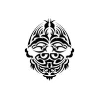 Samurai mask. Traditional totem symbol. Black tattoo in Maori style. Isolated. Vector illustration.