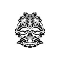 Samurai mask. Traditional totem symbol. Black tribal tattoo. Isolated on white background. Vector illustration.