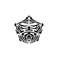 Tribal mask. Monochrome ethnic patterns. Black tattoo in the style of the ancient tribes. Black and white color, flat style. Vector. vector