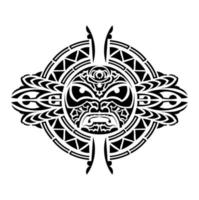 Tribal mask. Traditional totem symbol. Black tattoo in the style of the ancient tribes. vector