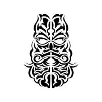 Tiki mask design. Traditional decor pattern from Polynesia and Hawaii. Isolated on white background. Flat style. Vector illustration.