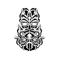 Tiki mask design. Traditional decor pattern from Polynesia and Hawaii. Isolated on white background. Flat style. Vector illustration.