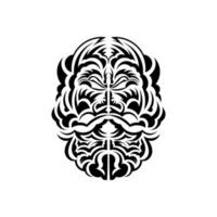 Tiki mask design. Frightening masks in the local ornament of Polynesia. Isolated. Ready tattoo template. Vector illustration.