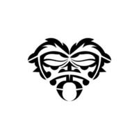 Tribal mask. Monochrome ethnic patterns. Black tattoo in samoan style. Isolated. Hand drawn vector illustration.